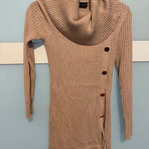 Ivanka Trump Blush Ribbed Cowl Neck Sweater Dress/Tunic Size XS